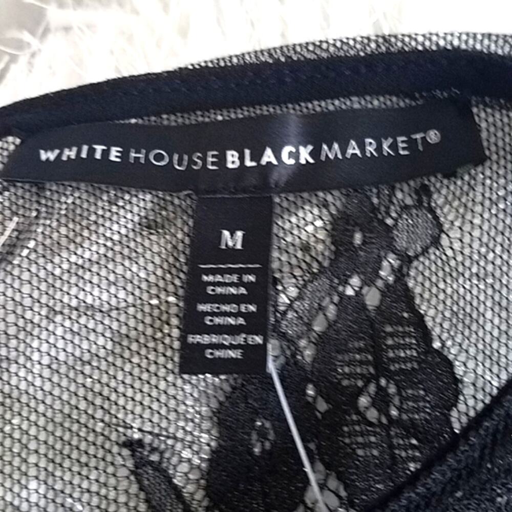 White House Black Market Drama Sleeve Lace Top Size M - Picture 8 of 9